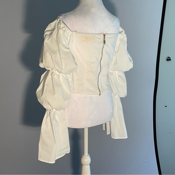 Lizette Collection Medium Ivory Low Cut Corset Blouse with Tiered Bishop Sleeves - Picture 16 of 16